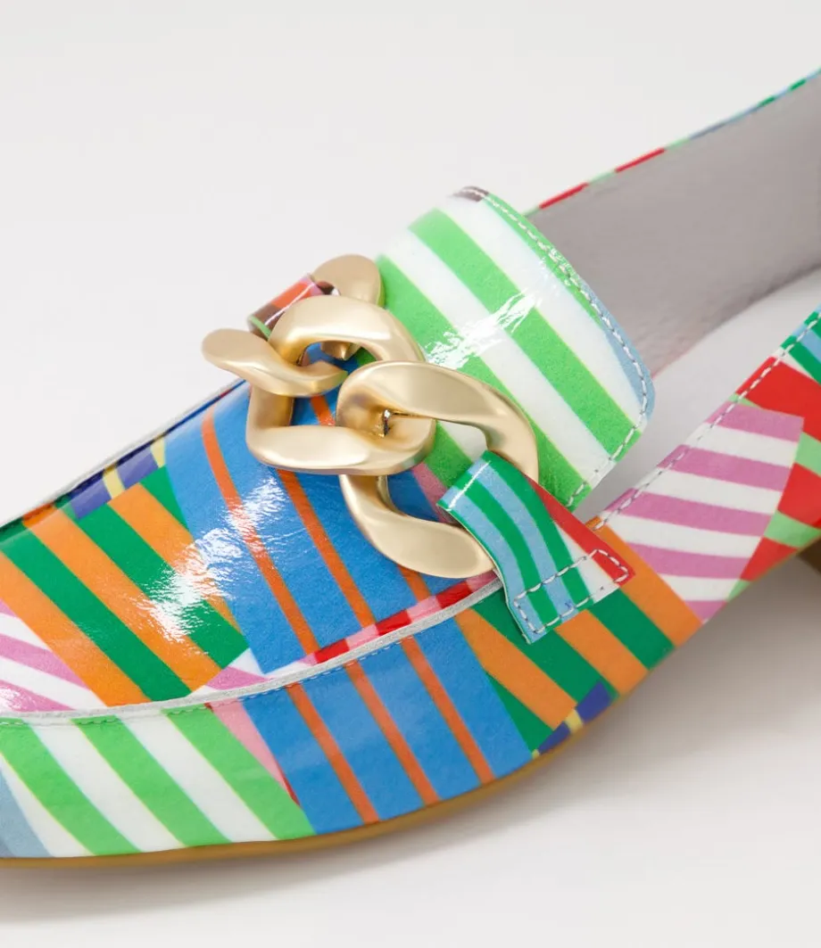 Vivandy Stripe Multi Patent Leather Heels