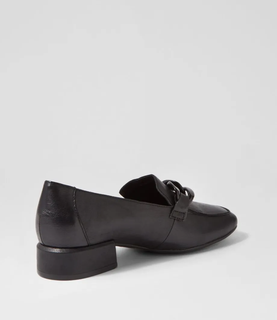 Vivek Black Leather Heels