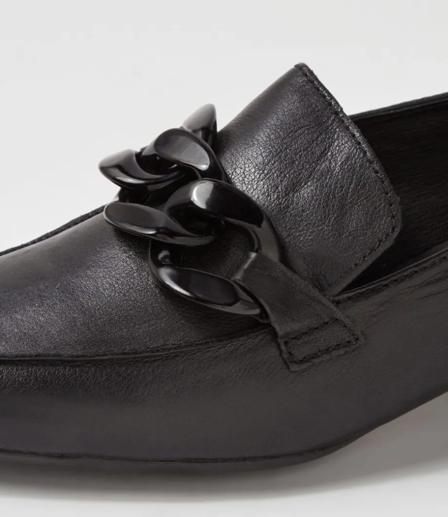 Vivek Black Leather Heels