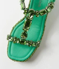 Vontey Light Emerald Suede Jewels Sandals