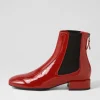 Voria Dark Red Patent Elastic Ankle Boots