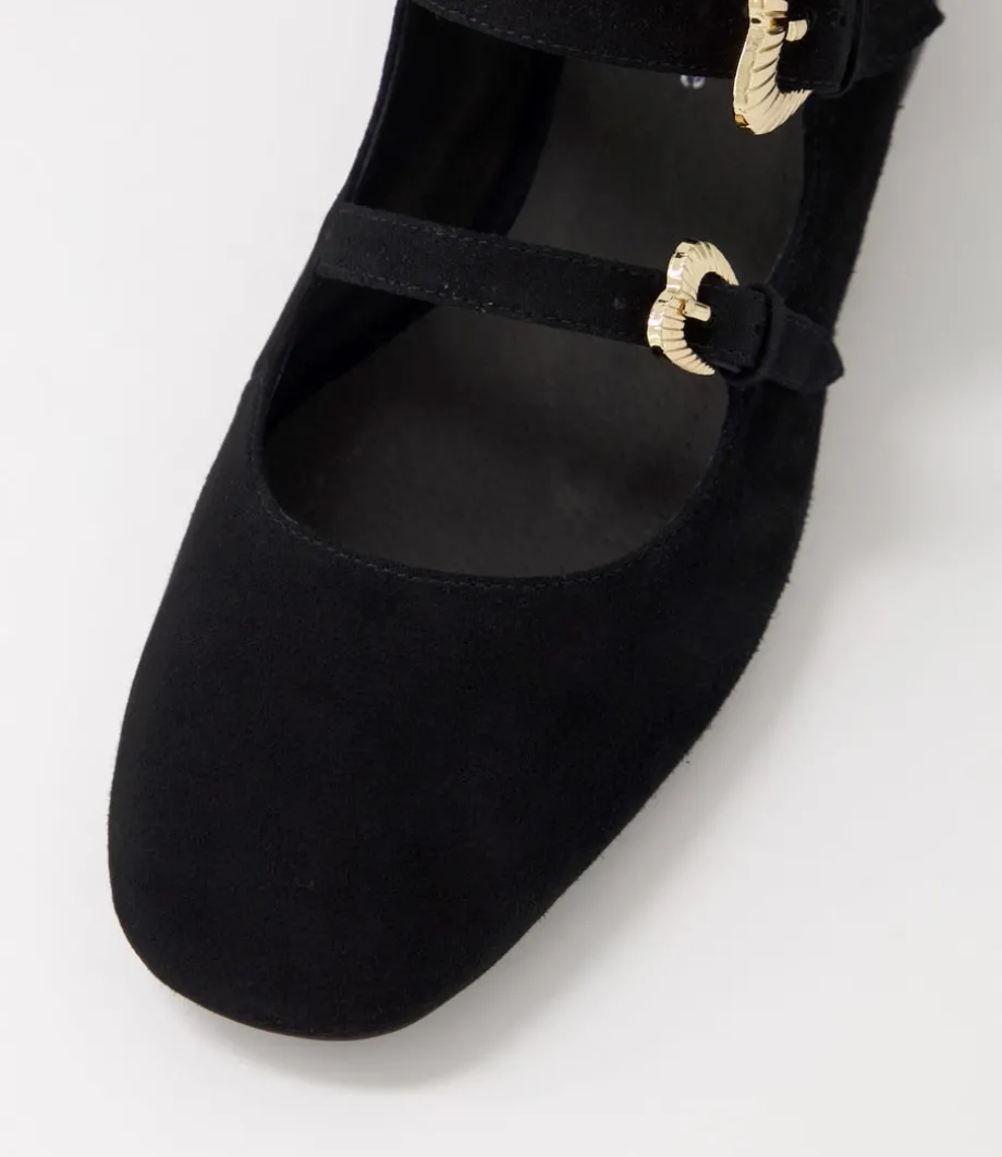 Voslo Black Suede Heels