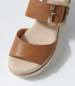 Wacie Dark Tan Leather Sandals