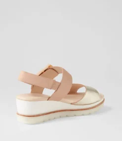 Wacie Pale Gold Dark Nude Leather Sandals