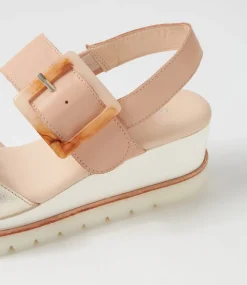 Wacie Pale Gold Dark Nude Leather Sandals