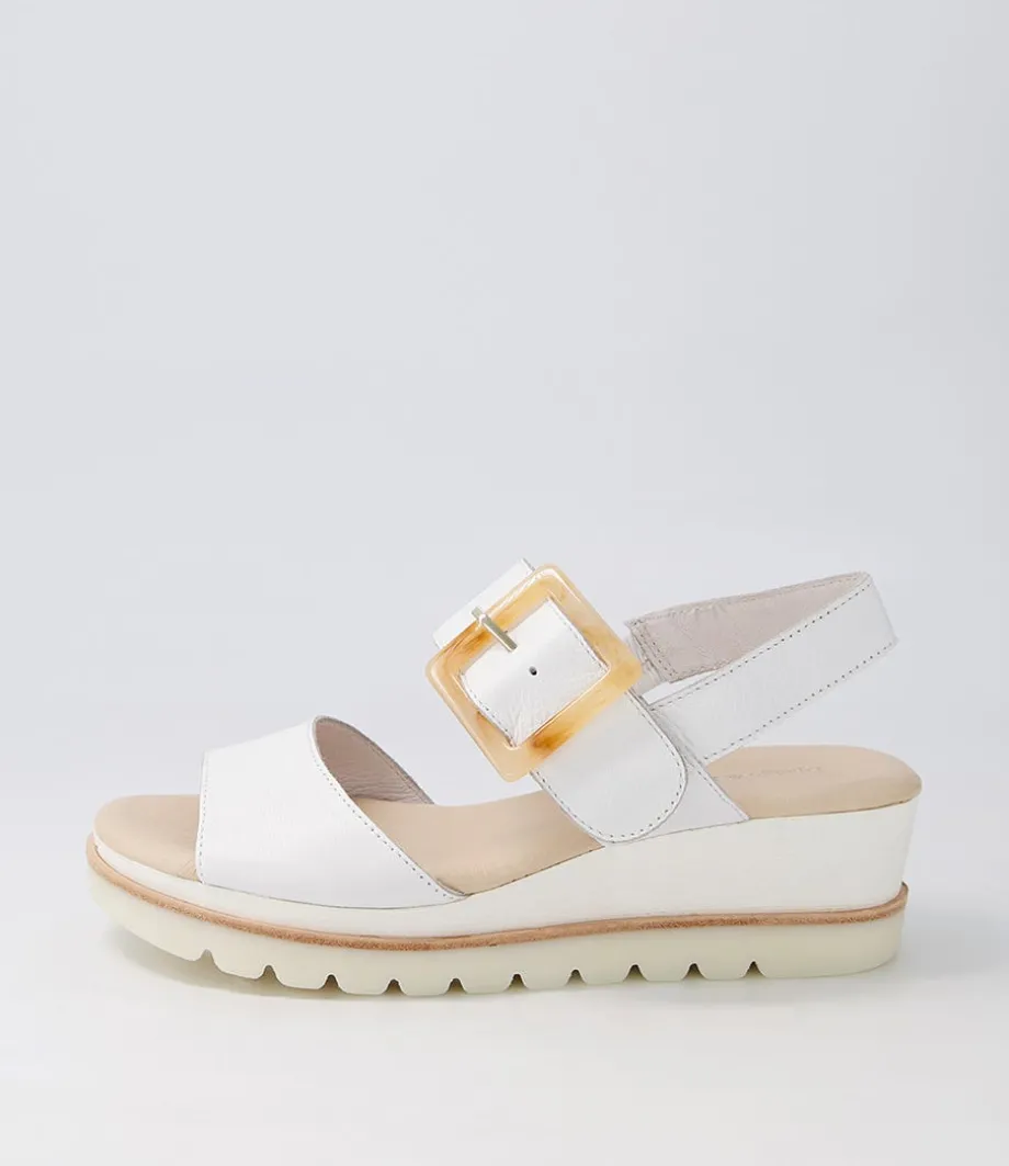 Wacie White Leather Sandals