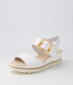 Wacie White Leather Sandals