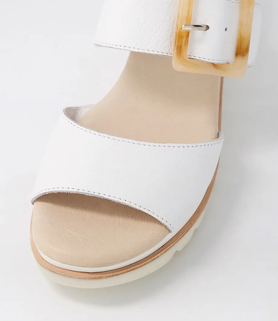 Wacie White Leather Sandals