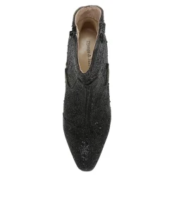 Wagon Black Jewel Fabric Ankle Boots Bh