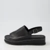 Walsat Black Leather Sandals