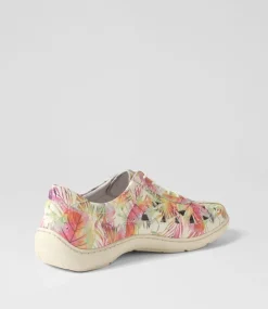 Watkin Xf Multi Palms Beige Leather Sneakers