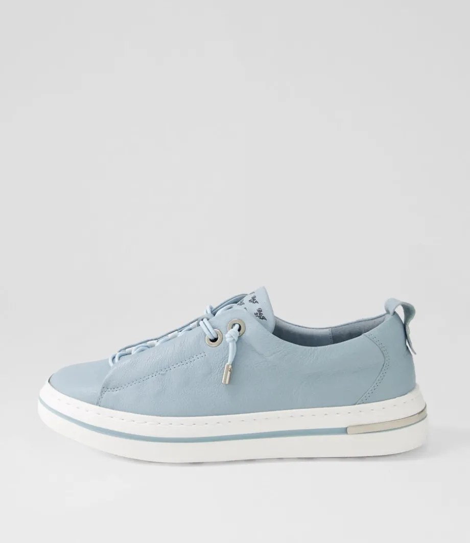 Wattel Denim White Leather Sneakers