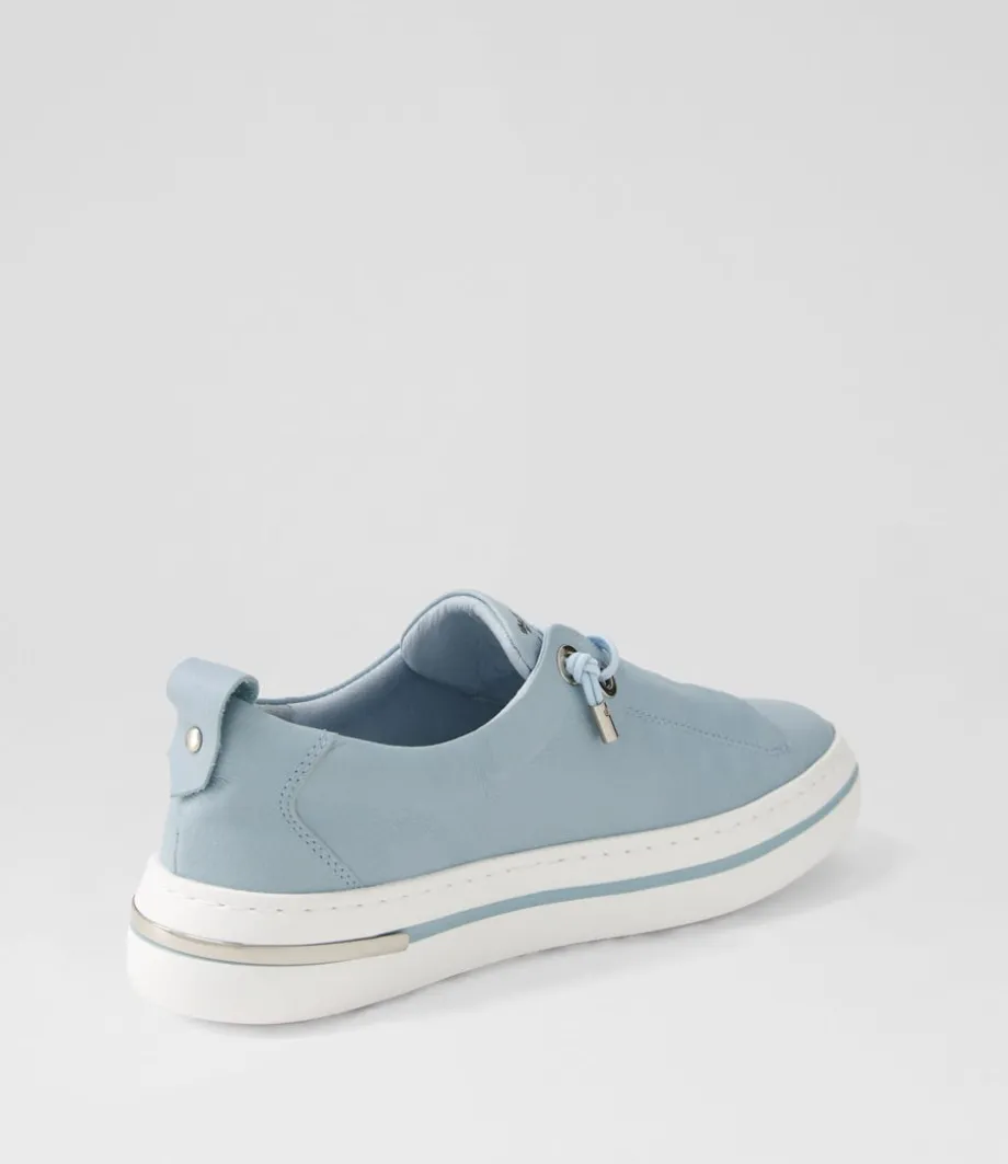 Wattel Denim White Leather Sneakers