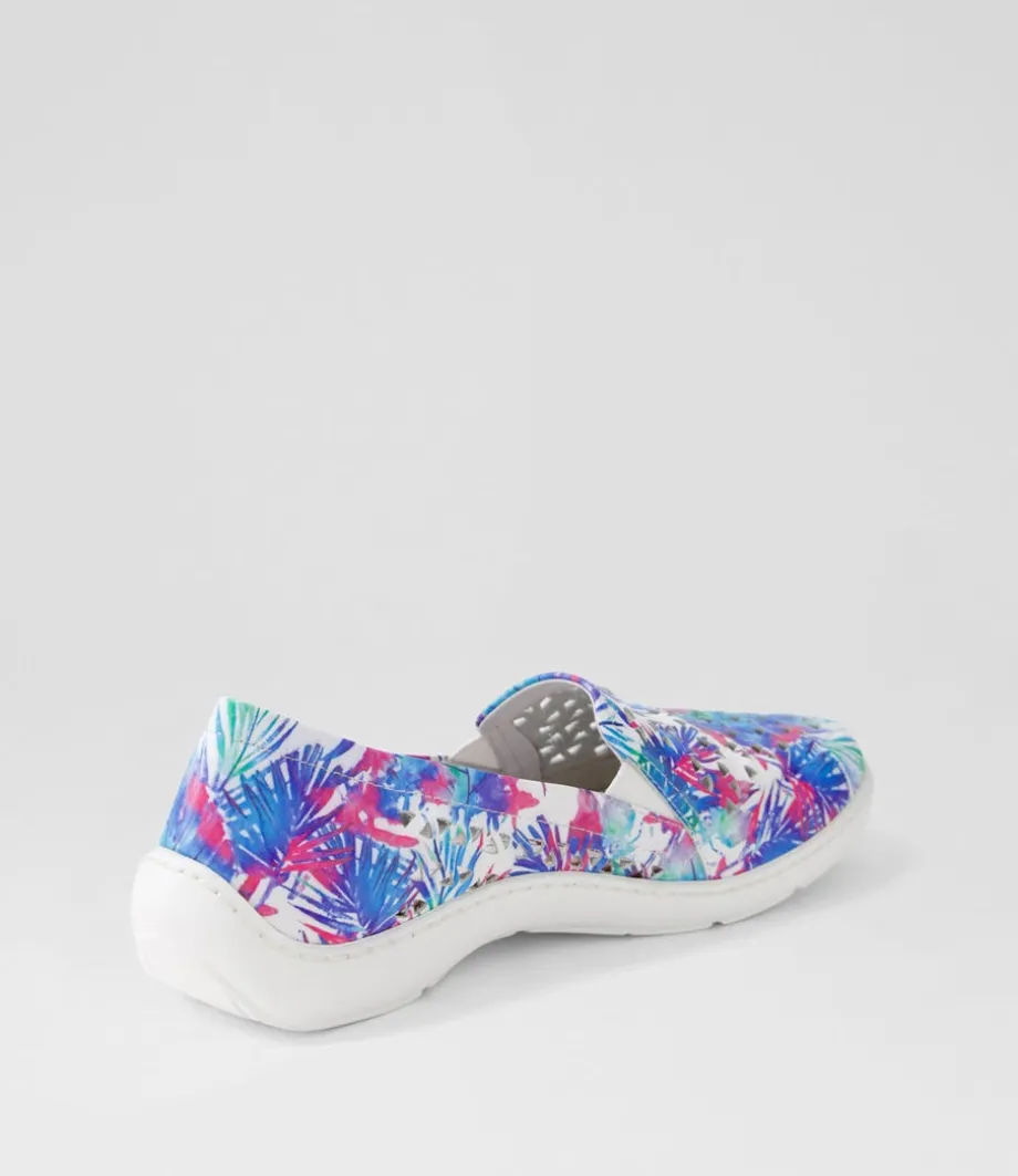 Wavada Xf Blue Palms White Leather Loafers