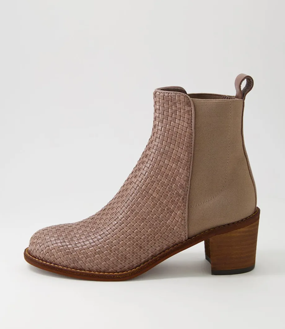Werson Taupe Weave Leather Ankle Boots