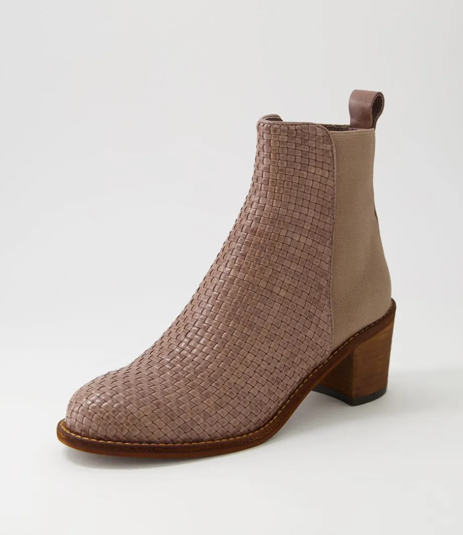 Werson Taupe Weave Leather Ankle Boots