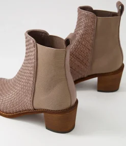 Werson Taupe Weave Leather Ankle Boots