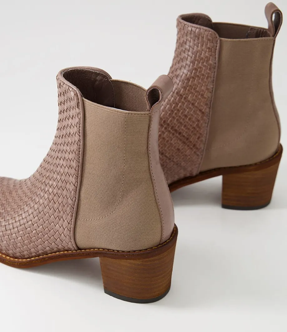 Werson Taupe Weave Leather Ankle Boots