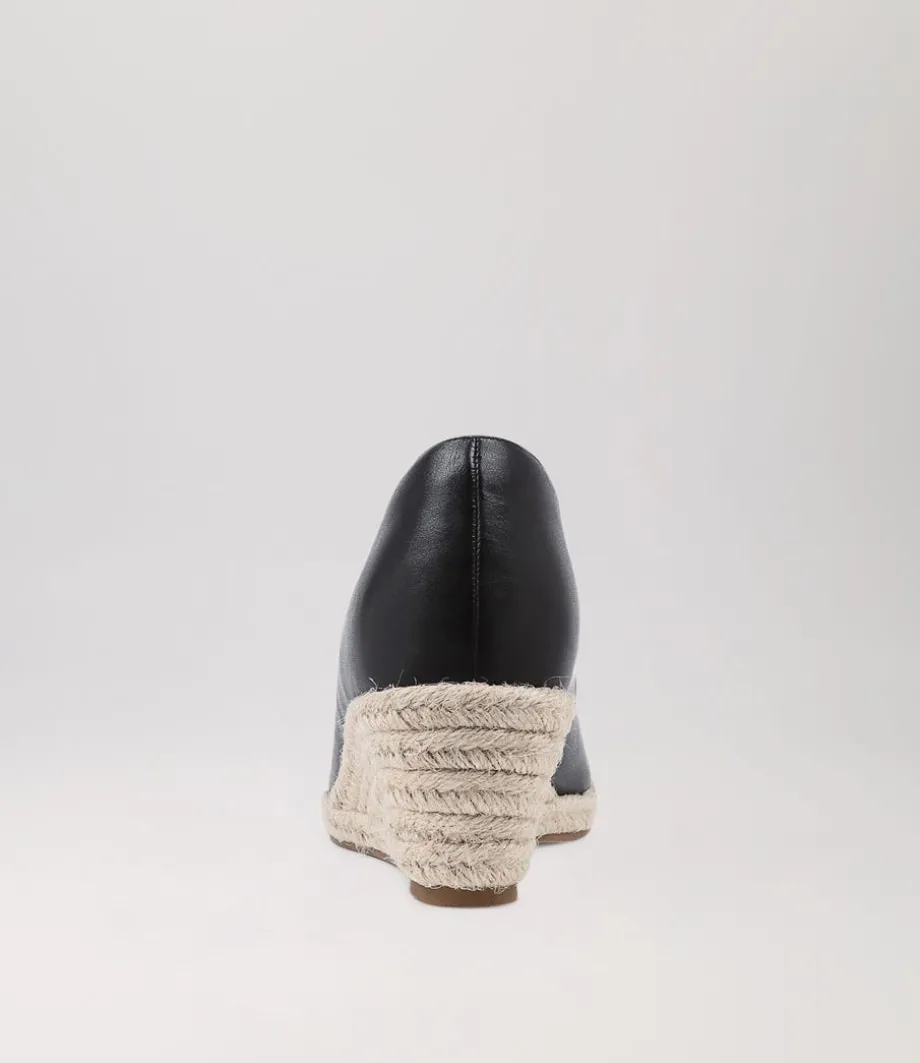 Whispa W Black Leather Espadrilles