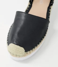 Wiela Black Leather Espadrilles