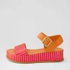 Wilburt Fuchsia Orange Stripe Leather Sandals