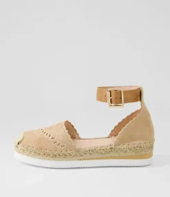 Witteny Latte Tan Suede Leather Espadrilles