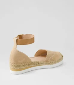 Witteny Latte Tan Suede Leather Espadrilles
