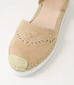 Witteny Latte Tan Suede Leather Espadrilles