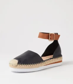 Wolver Black Tan Leather Espadrilles