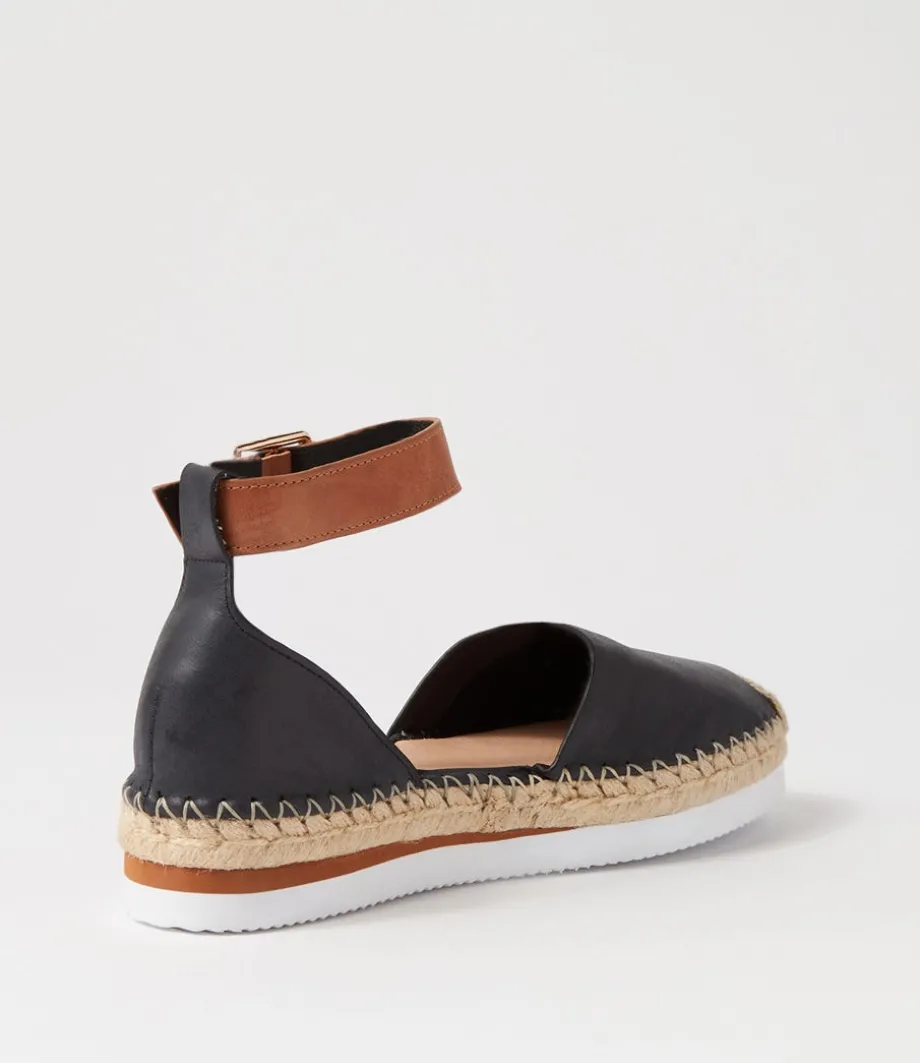 Wolver Black Tan Leather Espadrilles