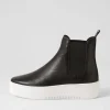 Wylder Black White Leather Elastic Chelsea Boots