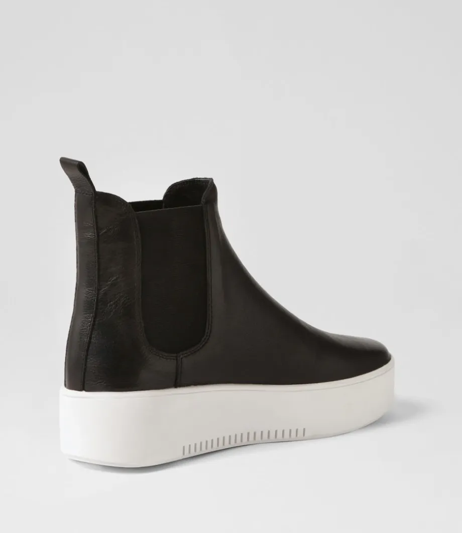 Wylder Black White Leather Elastic Chelsea Boots