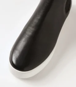 Wylder Black White Leather Elastic Chelsea Boots