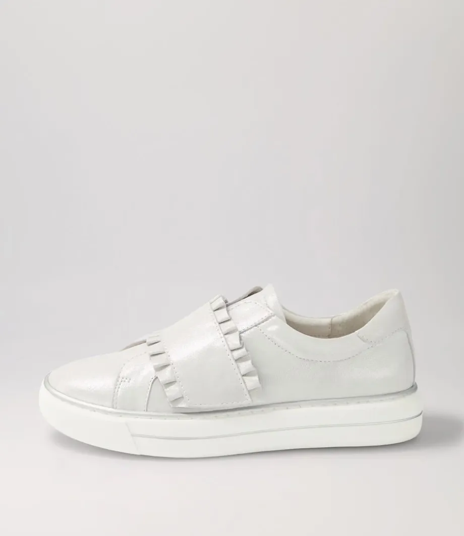 Yabell Silver Shimmer Leather Sneakers