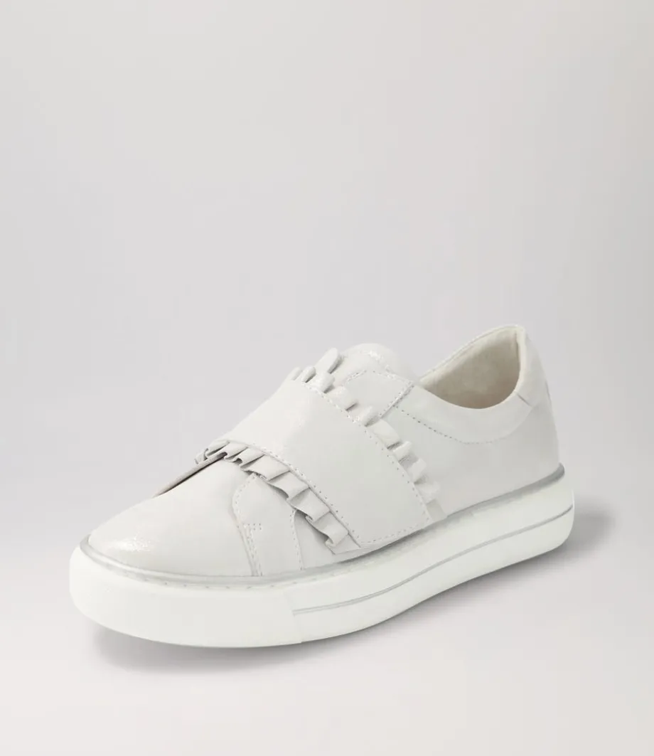 Yabell Silver Shimmer Leather Sneakers