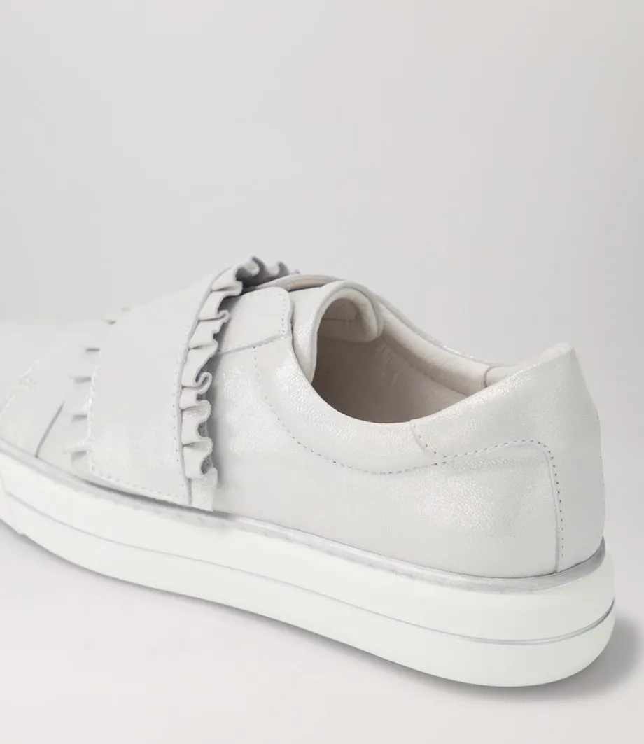 Yabell Silver Shimmer Leather Sneakers
