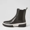 Yaella Black White Leather Chelsea Boots