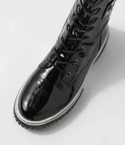 Yaintly Black White Patent Ankle Boots