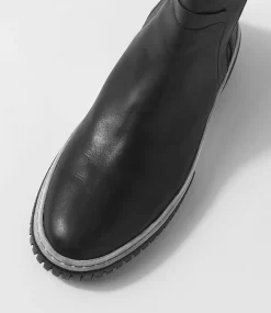 Yeliza Black White Leather Ankle Boots