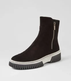Yeliza Black White Suede Ankle Boots