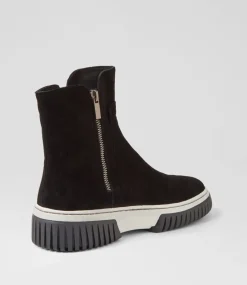 Yeliza Black White Suede Ankle Boots