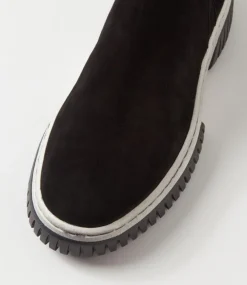 Yeliza Black White Suede Ankle Boots