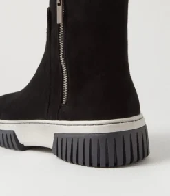 Yeliza Black White Suede Ankle Boots