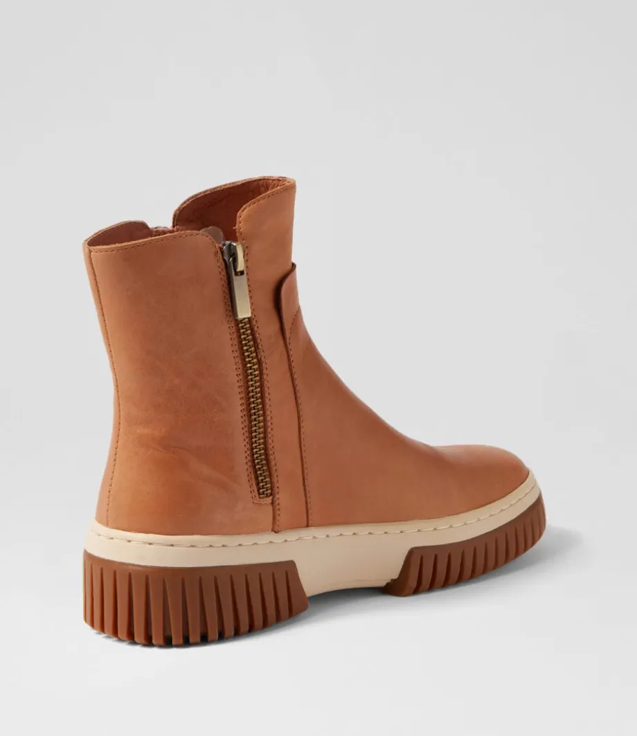 Yeliza Tan Vanilla Gum Sole Leather Ankle Boots