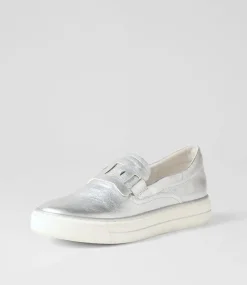 Yinnit Silver White Leather Sneakers