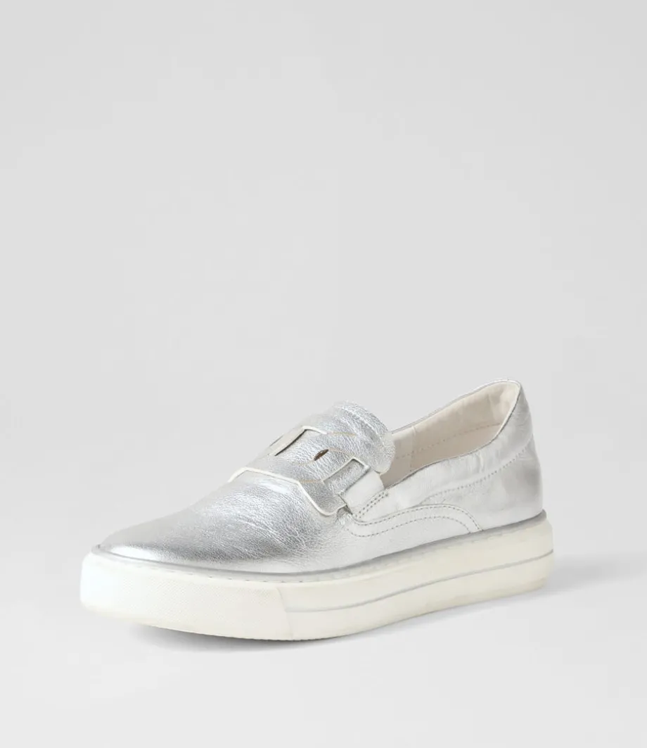 Yinnit Silver White Leather Sneakers