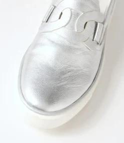 Yinnit Silver White Leather Sneakers