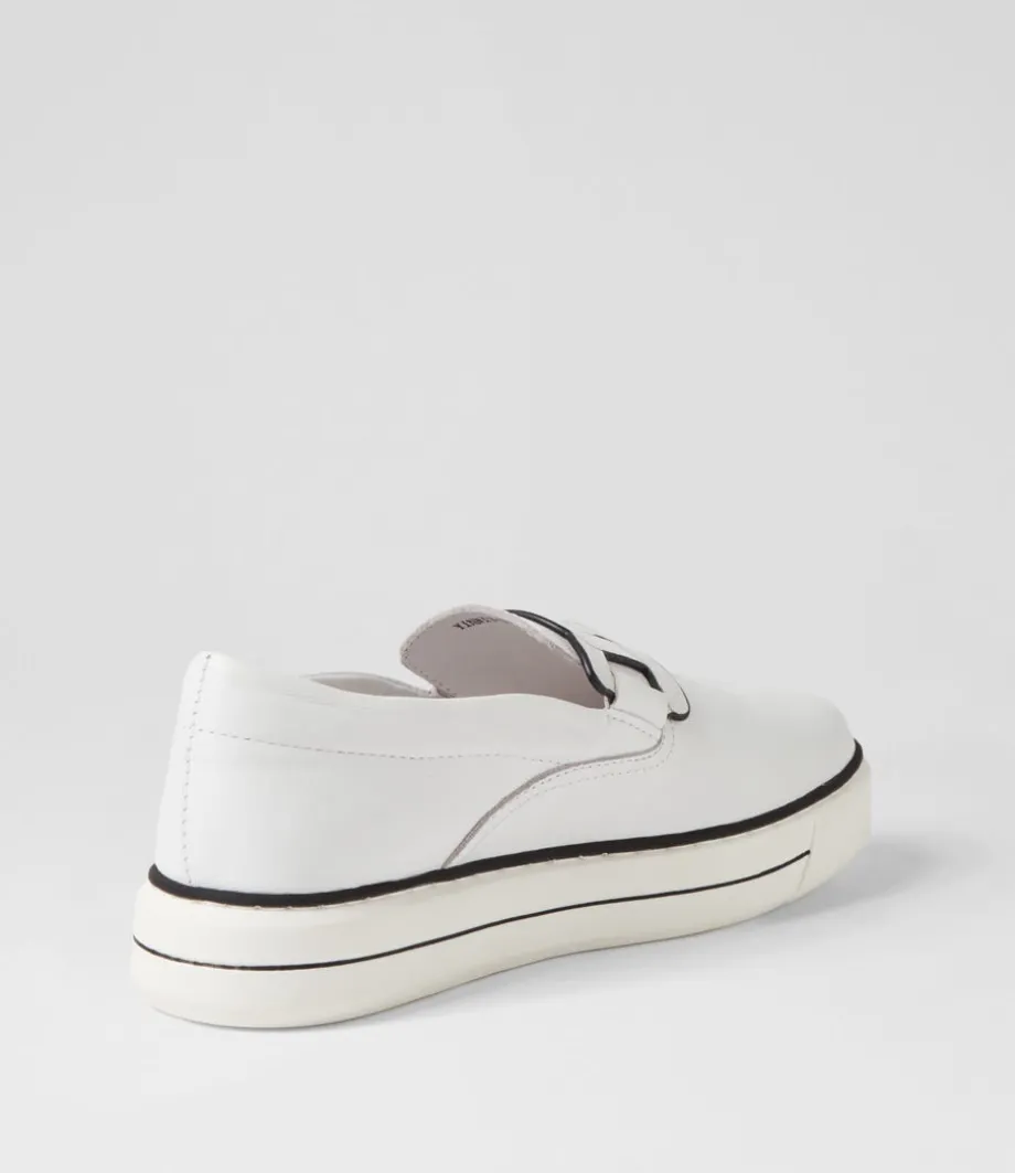 Yinnit White Black Leather Sneakers
