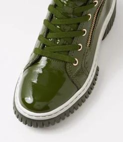 Yippie Khaki White Patent Ankle Boots