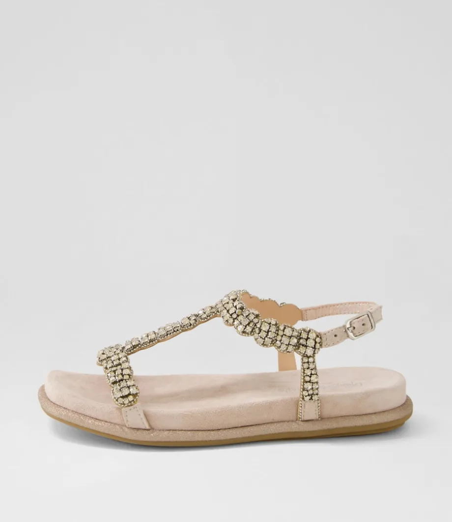 Yori Nude Suede Jewels Sandals